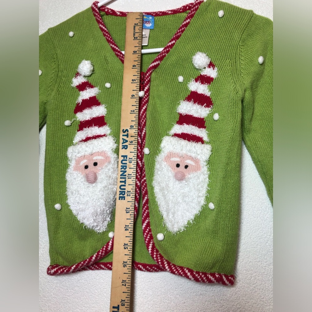 Cre8ions Green Santa Cardigan Sweater size 7 - Picture 7 of 7